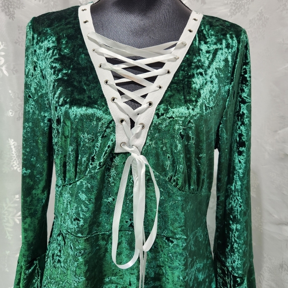 Green Velvet DRESSFO Hi Low Festival Cosplay Dress (US 12) - Picture 3 of 15